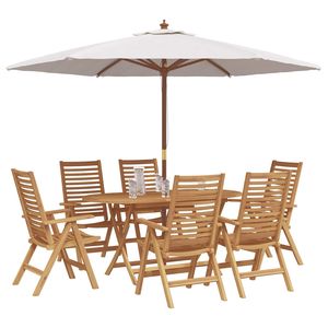 Juego de Comedor de Jardín de 7 Piezas en Madera de Teca Sólida Marrón - Product Image 2