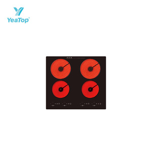Table de cuisson <span class=keywords><strong>vitrocéramique</strong></span> encastrable noire 4 feux infrarouges, plaque de cuisson électrique radiante avec commande tactile, appareil de cuisine - Product Image 4