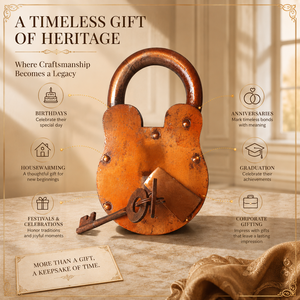 SHUBHAM Vintage Copper Look Handmade Iron Geometric Padlock <b>Door</b> Mount Decoration <b>Rustic</b> Home Decor for Entryway Outdoor Use - Product Image 5