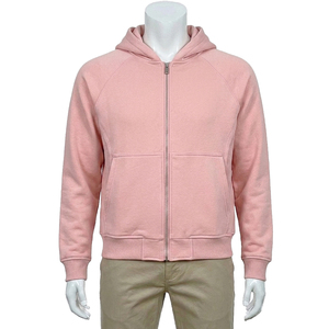 Sweat-shirt à capuche rose pour homme, 100% coton molletonné, manches raglan, coupe classique, couleur unie, vêtement décontracté pour l'automne - Product Image 1
