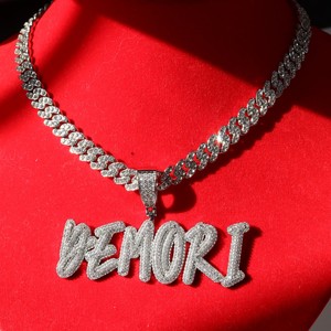 Colgante de Letra con Moissanita de Corte Redondo Estilo Hip Hop, Chapado en Plata de Ley 925, Unisex, para Uso Diario - Product Image 6