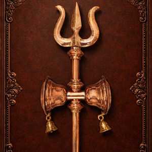 Trishul en Cuivre Fait Main, Symbole Religieux, Design Industriel, Finition Vieillie Antique pour Cérémonies de Diwali - Décoration Monobloc - Product Image 5
