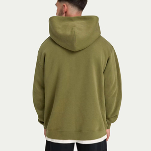 Sweat-shirt à capuche surdimensionné vert olive unisexe, pull en molleton décontracté avec poche, vêtement d'automne - Product Image 5