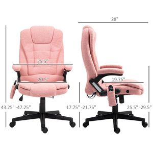 6-Point Executive Office Chair with Heat High <b>Back</b> Velvet Pink <b>Vibrating</b> <b>Massage</b> Chair - Product Image 3