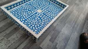 Plateau de service décoratif en os de chameau exquis - Élégance artisanale |   Inlays en os faits à la main avec motifs modernes pour le service - Product Image 4