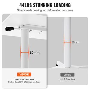 Scrivania Mobile Regolabile in Altezza con Molla a Gas da 28,5''-44,2'', Ruote Girevoli a 360 Gradi, 2 Ruote Bloccabili, Scrivania Portatile per Computer - Product Image 5