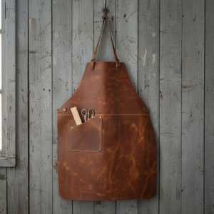 Vintage Style Leather <b>Apron</b> for Barista Chef <b>BBQ</b> Grill Handmade Durable <b>Apron</b> Factory Wholesale Supplier LPN-0212 - Product Image 4