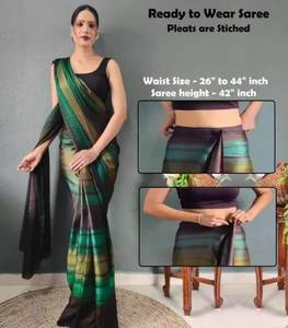 Chemisier Saree en mousseline de soie brodée lourde Handwork avec grossiste de mode de ceinture de travail Siroski d'Inde - Product Image 2