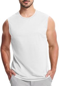 Débardeur blanc de haute qualité en pur coton, col rond, tissu jersey respirant, vente en gros, vêtements d'Inde - Product Image 2