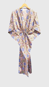 Women's Pink Satin <b>Kimono</b> Robe Floral Print V Neck Half Sleeve Long Soft <b>Vintage</b> Cover Up - Product Image 4