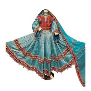 Vestidos afganos de estilo Banarsi con logotipo personalizado, MOQ bajo, para bodas, transpirables, 100% poliéster, estilo Kuchi, para fiestas, para mujeres. - Product Image 1