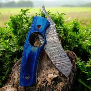 มีดพับคุณภาพสูงขายดีที่สุด มีดพกพาสำหรับตั้งแคมป์ ผลิตจากเหล็กดามัสกัสคุณภาพสูง พร้อมด้ามไม้ - Product Image 4