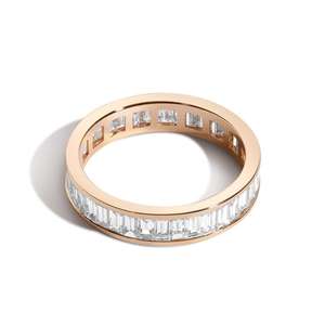 Custom 14k 18k Solid Gold Vertical Baguette Cut Lab Grown Diamond Wedding Band Channel Set <b>Stacking</b> Full Eternity <b>Ring</b> Wholesale - Product Image 1