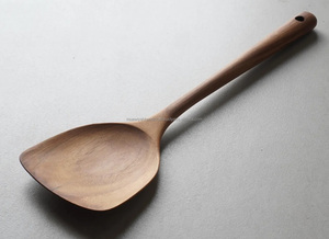 Espátula de cocina de madera hecha a mano de alta calidad, utensilio de mango largo, cuchara de madera, espátula para cocinar, Cocina, Restaurante, uso - Product Image 3