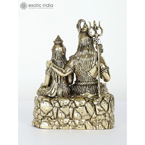Statue en laiton de Shiva Parvati de 4,2 pouces, geste de bénédiction, sculptures de plusieurs tailles pour la décoration de la maison et du temple - Product Image 4
