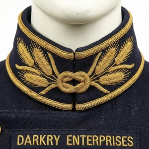 Premium Custom Handmade Gold Bullion Embroidery Blue <b>Stand</b> Collar Bespoke Manufacturing Service - Product Image 2