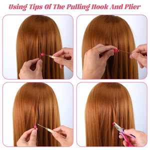 Pince professionnelle pour extensions capillaires, kit d'outils pour extensions à perles, pince micro-anneaux en acier inoxydable à 3 trous, enfileur de boucles, crochet de tirage - Product Image 6