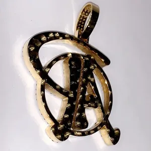 Colgante de Letra Inicial de Moissanita, Collar Personalizado con Alfabeto, Chapado en Oro, Plata 925, Joyería Hip Hop - Product Image 1