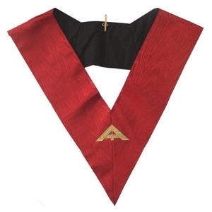 Senior Warden 18th Degree Scottish Rite Collar <b>Machine</b> Embroidered Red Moire Masonic Regalia Scottish Rite Accessories Freemason - Product Image 1