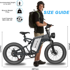 Bicicleta Eléctrica Todoterreno de Alta Calidad para Adultos, 20 Pulgadas, Neumáticos Anchos, 48V 25AH, Suspensión Completa, 7 Velocidades - Product Image 4