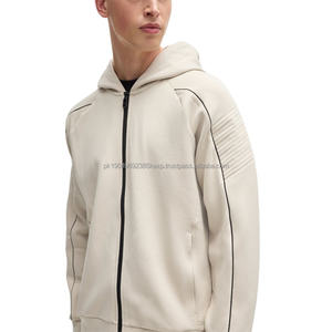 เสื้อฮู้ดแบบสวมหัวมีซิปสำหรับผู้ชาย, สเวตเชิ้ตกีฬาผ้าคอตตอนสไตล์100% แบบรูดซิปเต็มหน้าทำจากผ้าคอตตอนสำหรับฤดูหนาว450ออกแบบได้ตามต้องการ - Product Image 4