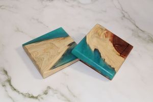 Creative Design Wooden <b>Coasters</b> With Epoxy Resin Eco-Friendly Non Slip Heat Resistant <b>Table</b> Mats for Home Bar At Best price - Product Image 3