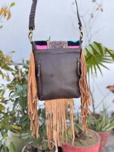 Bolso de mano de cuero, bolso de cuero de vaca Real, manta de sillín azteca, bolsos con flecos, bolsos superventas para mujer - Product Image 3