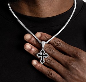 Silver Plated Cross Pendant With Crystal Rhinestones Men's Hiphop Jewelry Fashion Pendants Charm Gift - Product Image 4