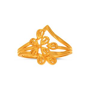 Bloomlight Meadow Gold <b>Ring</b> Premium Gold Finish Flower and Leaf <b>Ring</b> for Women Designer Open <b>Split</b> Shank Floral Fashion Jewelry - Product Image 3