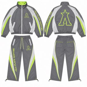 Custom Streetwear Tracksuit with DTG Digital Print, Men Windproof Two-Piece Sports Set, Nylon Cropped Stand Collar <b>Zip</b>-<b>Up</b> <b>Jacket</b> - Product Image 1