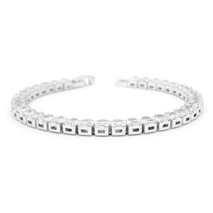 Princess Cut Diamond Tennis <b>Bracelet</b> 925 <b>Silver</b> Channel Setting Classic Style Unisex Everyday Wear - Product Image 2