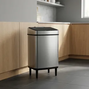 Poubelle à capteur en acier inoxydable de qualité supérieure avec couvercle automatique et pieds surélevés pour la cuisine, la salle de bain, le bureau, la chambre et les déchets domestiques - Product Image 4