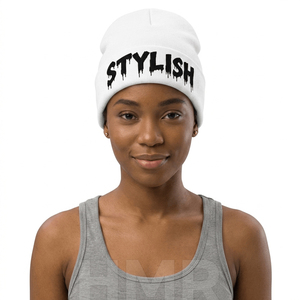 Gorro Blanco HMR Sisterhood Brotherhood, Unisex, Tejido a Mano, Acrílico, Gorro de Invierno, Estilo Urbano, Casual, con Estampado de Letras - Product Image 4