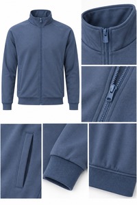 Ensemble de survêtement imprimé coupe-vent pour homme, col montant zippé, décontracté, respirant, en polyester, pour l'hiver, coupe régulière, avec poches latérales - Product Image 4