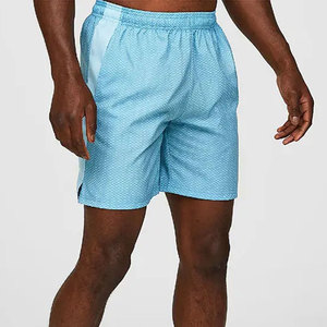 Shorts de Baño Casuales para Hombre, de Secado Rápido, Cintura Media, con Cordón Ajustable, Estampado de Ancla Azul Claro y Rayas - Product Image 3