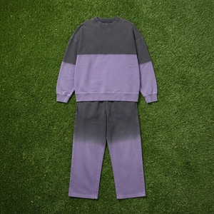Conjuntos de ropa para hombre, sudadera de cuello redondo lisa, conjunto de pantalones deportivos, ropa informal de calle con degradado, ropa a juego, logotipo personalizado, 100% algodón - Product Image 5
