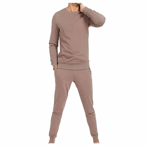 ชุดเสื้อสเวตเชิ้ตคอกลมลำลองสำหรับผู้ชาย สีพื้น พร้อมกางเกงจ็อกกิ้งถัก 2 ชิ้น ชุดใส่ฤดูใบไม้ร่วง - Product Image 2