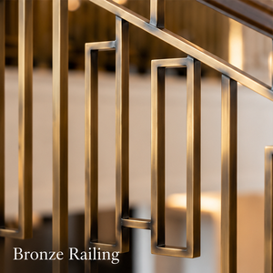Rampe d'escalier en bronze géométrique pour hôtels de luxe modernes, villas et intérieurs d'escaliers contemporains - Product Image 2