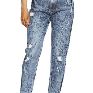 Jeans de Mezclilla Elásticos de Cintura Alta y Corte Ajustado para Mujer, Color Azul Oscuro, Jeans de la Mejor Calidad al por Mayor para Mujer, ODM - Product Image 1