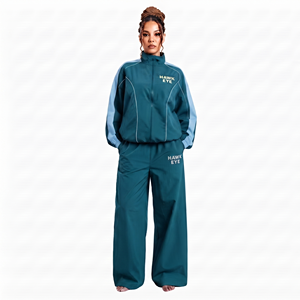 Latest Fashion Polyester Nylon Tracksuit <b>Set</b> Lightweight Sportswear Windbreaker Jacket And Pants Casual Wear Manufacturer - Product Image 4