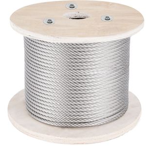 Câble en acier inoxydable 316, 500 pieds, diamètre 5/32 pouces, construction 1x19, corde métallique, résistance à la rupture de 3300 livres pour la construction - Product Image 1