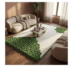 Top sale High Pile 3D Dark Green Wool Rug <b>Stabilized</b> Moss Mat Funny Fluffy Green Forest Moss Wool Rug Modern Handmade Tufted 3D - Product Image 3