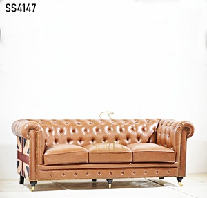 Hôtels design indiens Canapé Chesterfield en cuir Canapé de salon Dernier canapé design indien pour hôtels et centres de villégiature Canapé de réception - Product Image 1