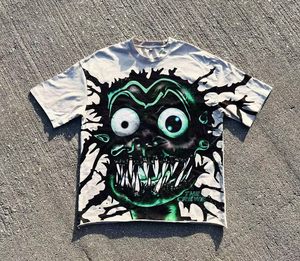 Camiseta de Hombre OEM Personalizada, Estilo Vintage Hip Hop, con Estampado Gráfico DTG, de Algodón, con Dobladillo Cortado - Product Image 3