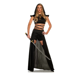 Conjunto de Lencería Sexy de 4 Piezas para Mujer, Disfraz de Ninja Asesina, Top Halter con Tirantes Cruzados de Cuero PU, Cubre Ojos, Pantalones Cortos, Puños para Brazos - Product Image 5