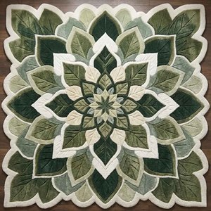 Green Botanical Mandala Area Rug Leaf Flower Plush Tufted Carpet Irregular Living Room Bedroom Nature Inspired Floor Decor Home - Product Image 6
