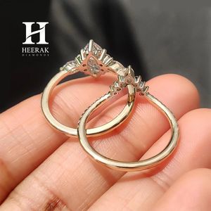 Juego de Anillos de Boda de Lujo con Corte Marquesa, 2 Piezas, Banda de Corona Entrelazada, Oro Amarillo de 10K y 14K, Joyería Personalizada - Product Image 4