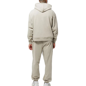 Factory Heavy Fleece Full Length No <b>Strings</b> Hooded Hoodies Custom Logo Tracksuits for Men <b>Elastic</b> Waist Spandex/Cotton Work - Product Image 4