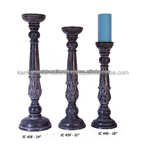 <b>Set</b> <b>of</b> 3 Tall Wooden <b>Candle</b> Holders for Home Decoration for Wedding and Valentine's Day Durable Metal Material - Product Image 1