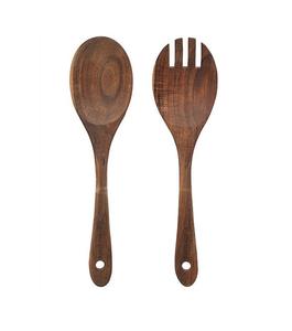 Juego de Servidores de Ensalada de Madera de Acacia Ecológica y Sostenible con Cuchara y Tenedor Estilo Americano de 11 Pulgadas con Logotipo Personalizado, Accesorios de Cocina - Product Image 1